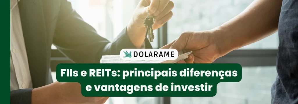 Pessoa passando chaves de imóvel enquanto recebe dinheiro para indicar diferença entre fiis e reits
