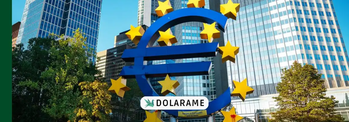 Imagem com o símbolo de euro para indicar a zona do euro