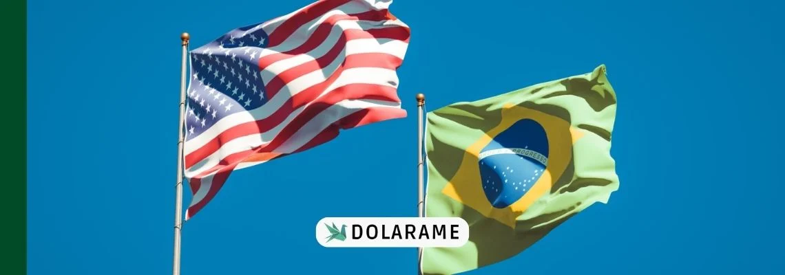 Bandeiras do brasil x eua para indicar onde investir